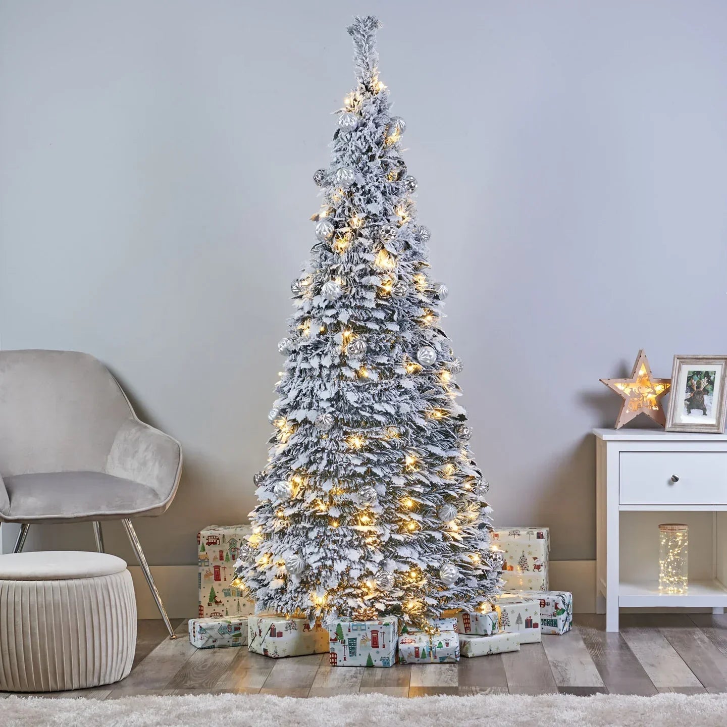Árbol De Navidad Desplegable - Totalmente decorada y con 180 luces