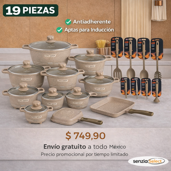 Batería Profesional 19 Piezas de Cerámica Antiadherentes