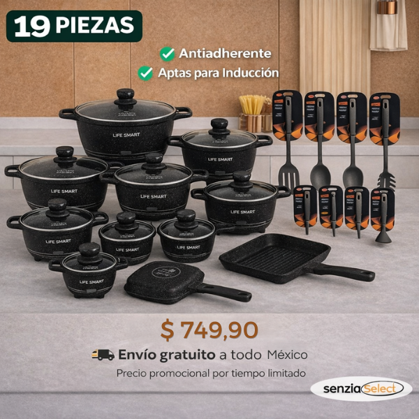 Batería Profesional 19 Piezas de Cerámica Antiadherentes