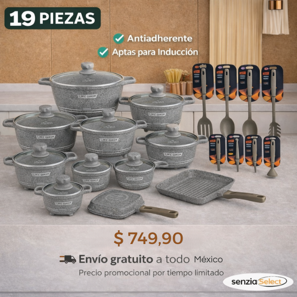 Batería Profesional 19 Piezas de Cerámica Antiadherentes